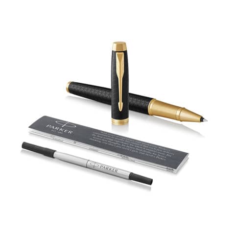 Penna roller Parker IM punta F inchiostro nero Premium Black GT 1931660